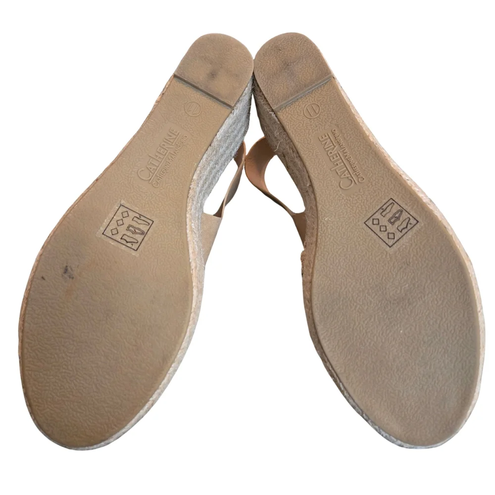 Catherine Malandrino Tan‎ Faux Suede Espadrille Wedge Sandals - Size 11